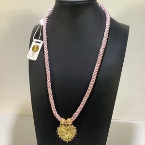 Gemelli Pink Rope Heart Pendant Necklace New